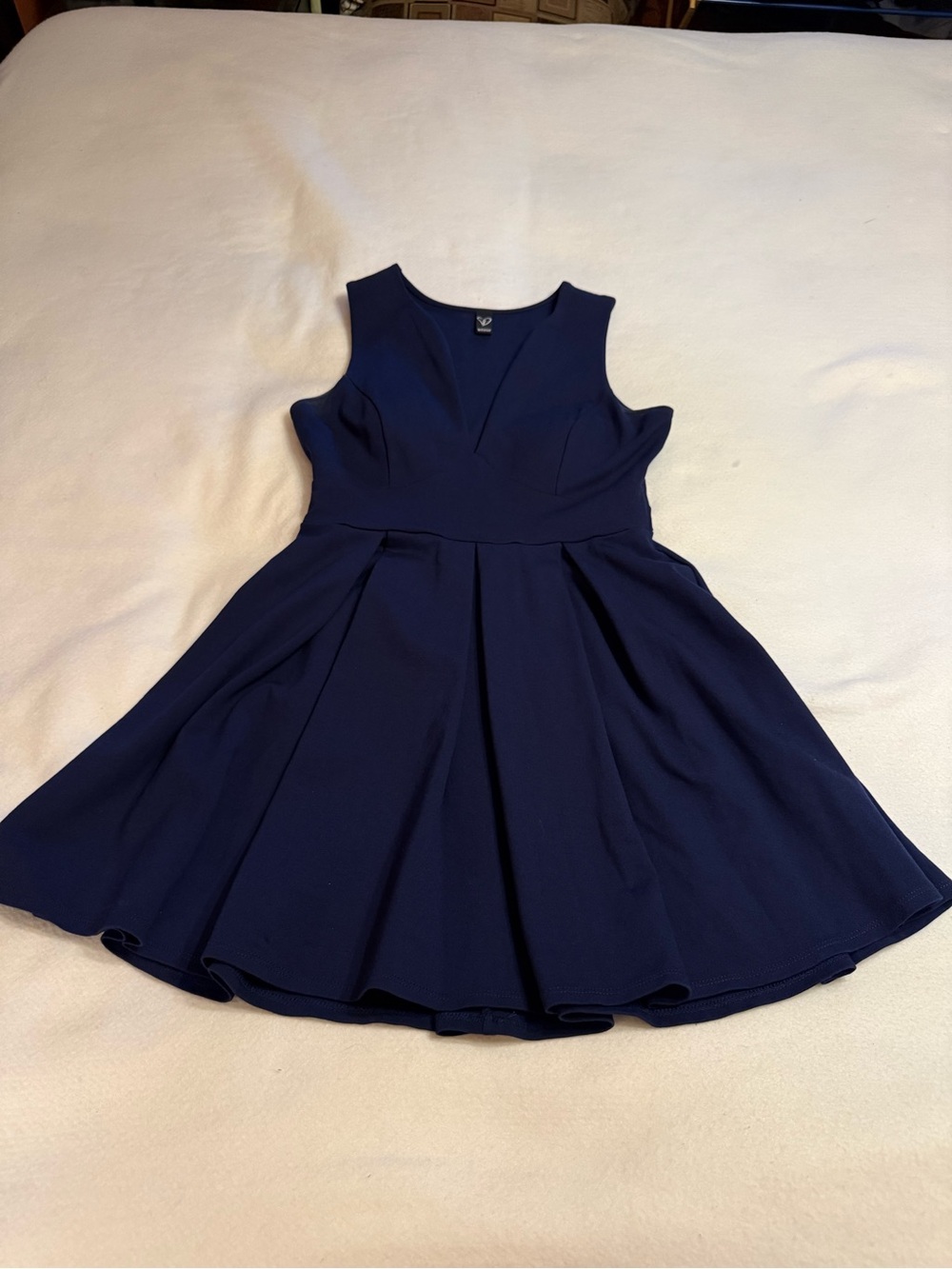 Windsor Navy Sleeveless Pleated Fit-and-Flare Dress